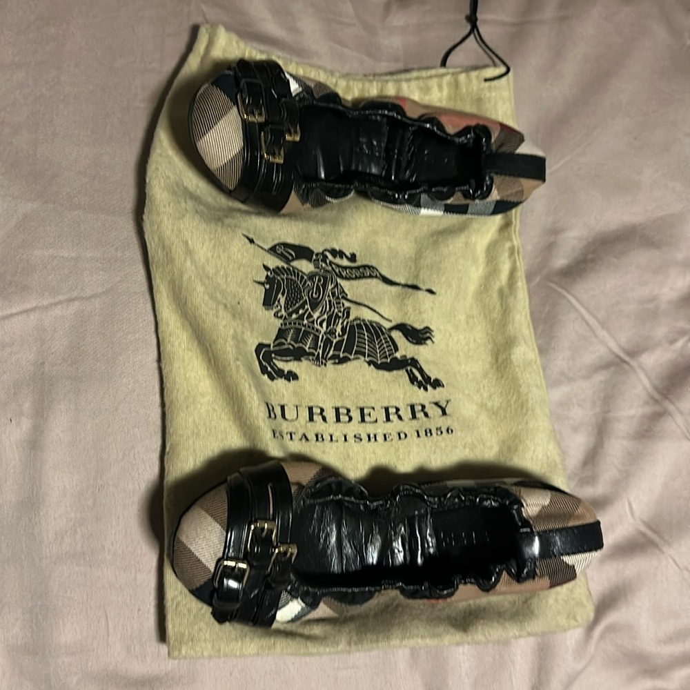 Burberry Nova Check triple buckle scrunch ballet flats